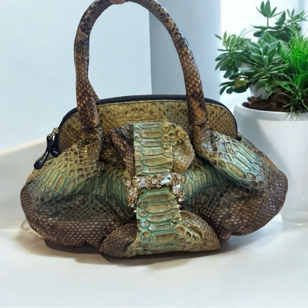 Ghibli Genuine Python‎ Skin Handbag Italian Designer